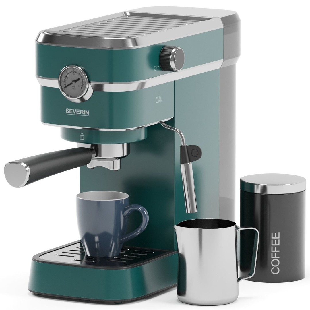 SEVERIN Espresso Coffee Machine 3D Model – High Poly PBR Asset, OBJ/FBX - View 4