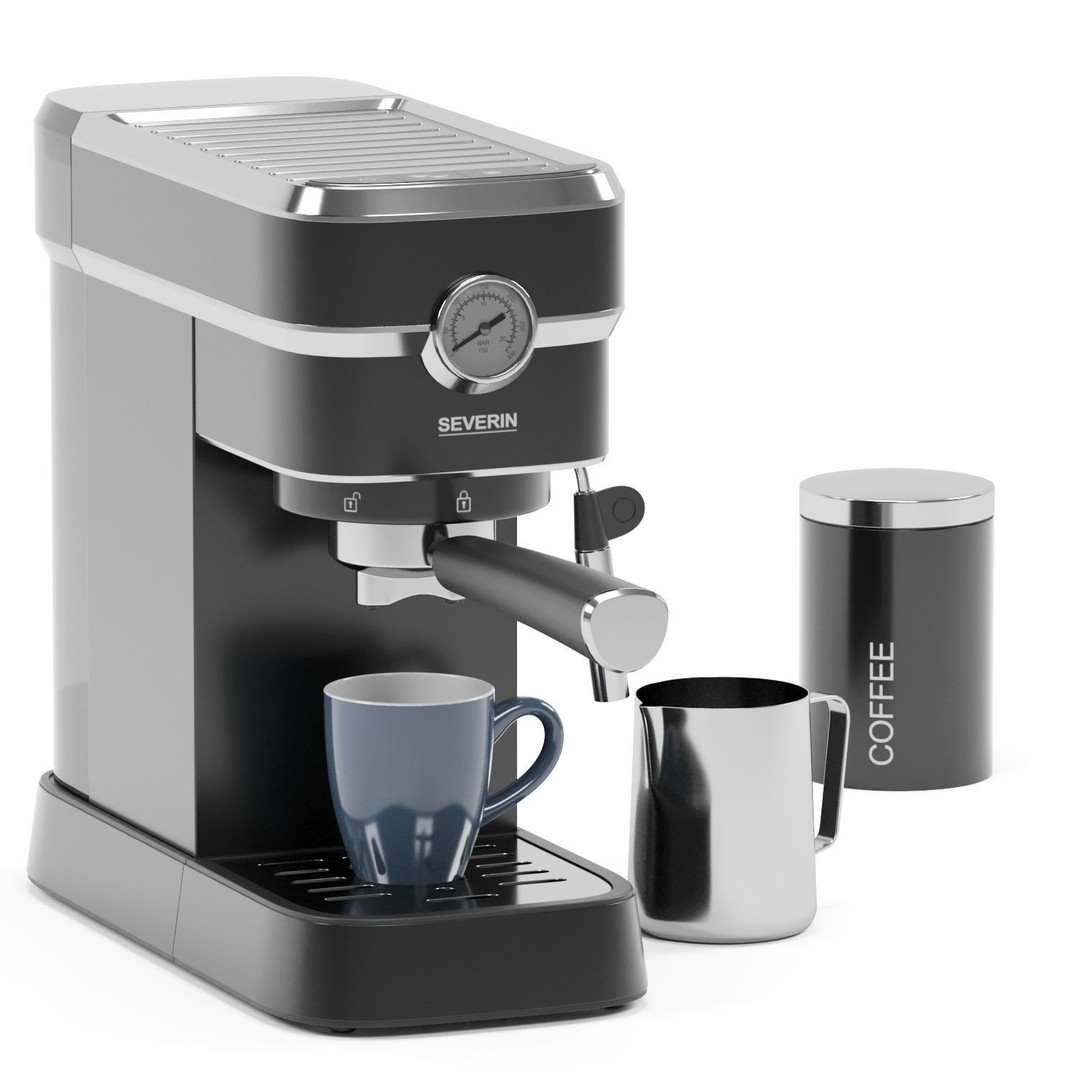 SEVERIN Espresso Coffee Machine 3D Model – High Poly PBR Asset, OBJ/FBX - View 6