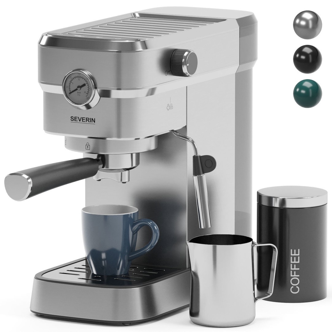 SEVERIN Espresso Coffee Machine 3D Model – High Poly PBR Asset, OBJ/FBX - View 8