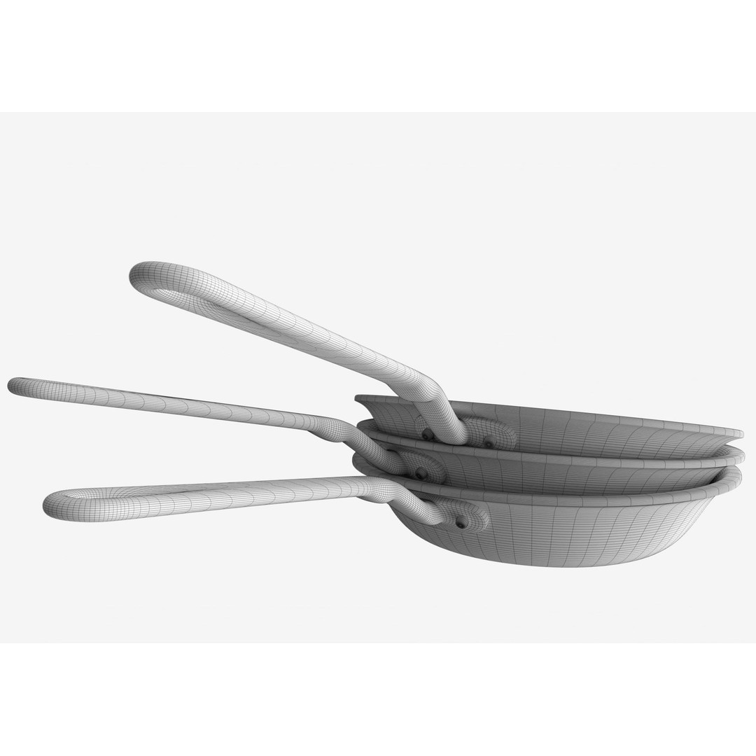 Stainless Steel Pan 3D Model – Low Poly Kitchenware, FBX, OBJ