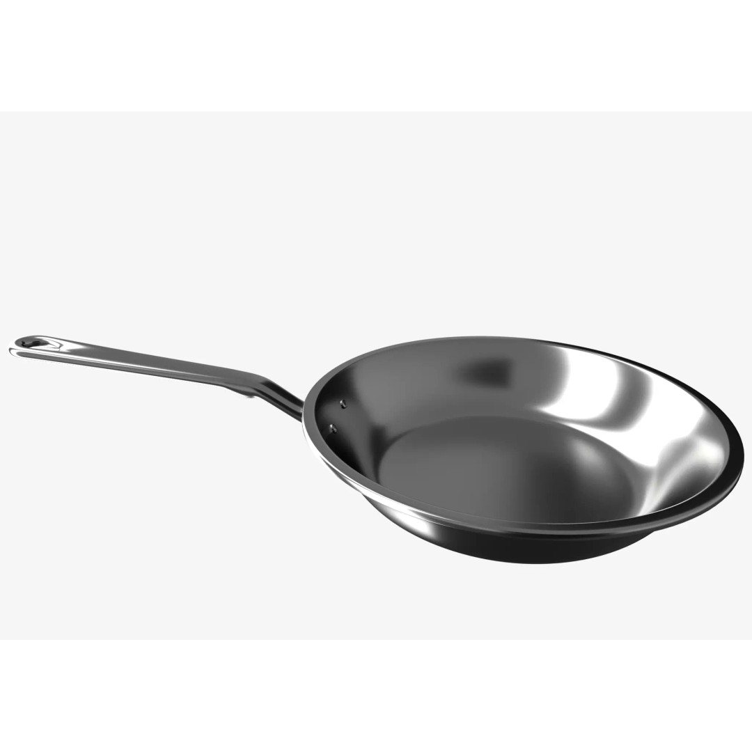 Stainless Steel Pan 3D Model – Low Poly Kitchenware, FBX, OBJ - View 2