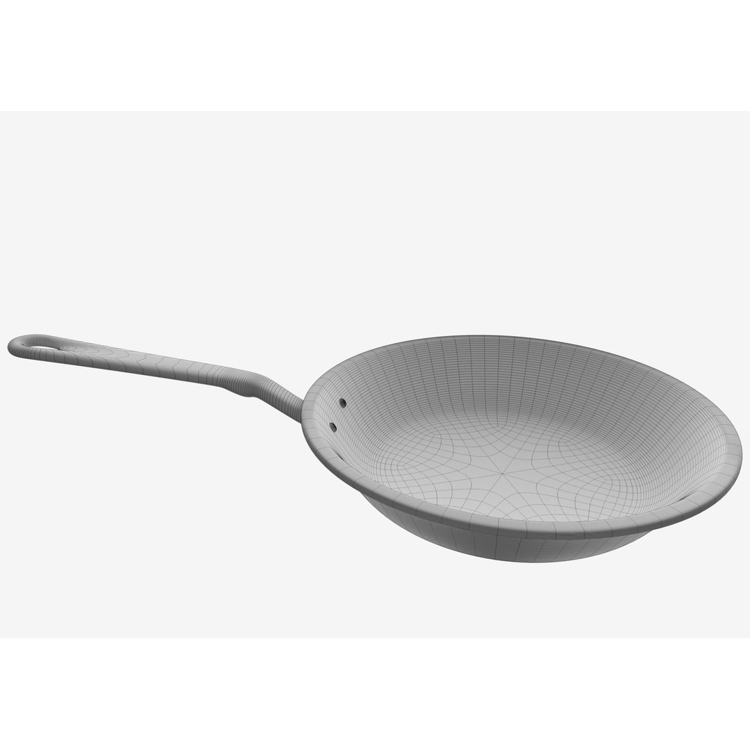Stainless Steel Pan 3D Model – Low Poly Kitchenware, FBX, OBJ - View 3