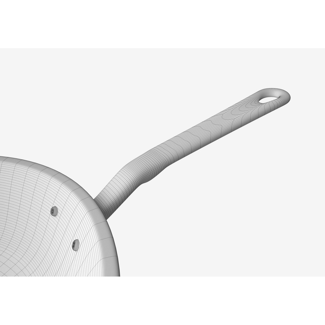 Stainless Steel Pan 3D Model – Low Poly Kitchenware, FBX, OBJ - View 7