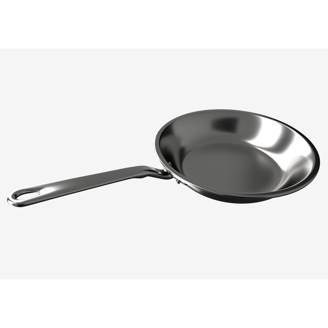 Stainless Steel Pan 3D Model – Low Poly Kitchenware, FBX, OBJ - View 9