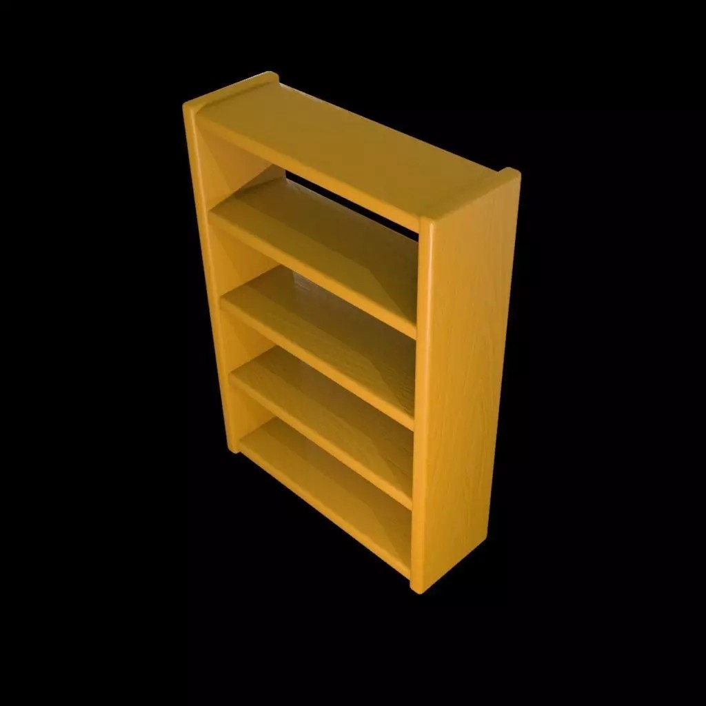 Wooden Open Shelf Cabinet 3D Model – Low Poly Furniture Asset, FBX - View 3