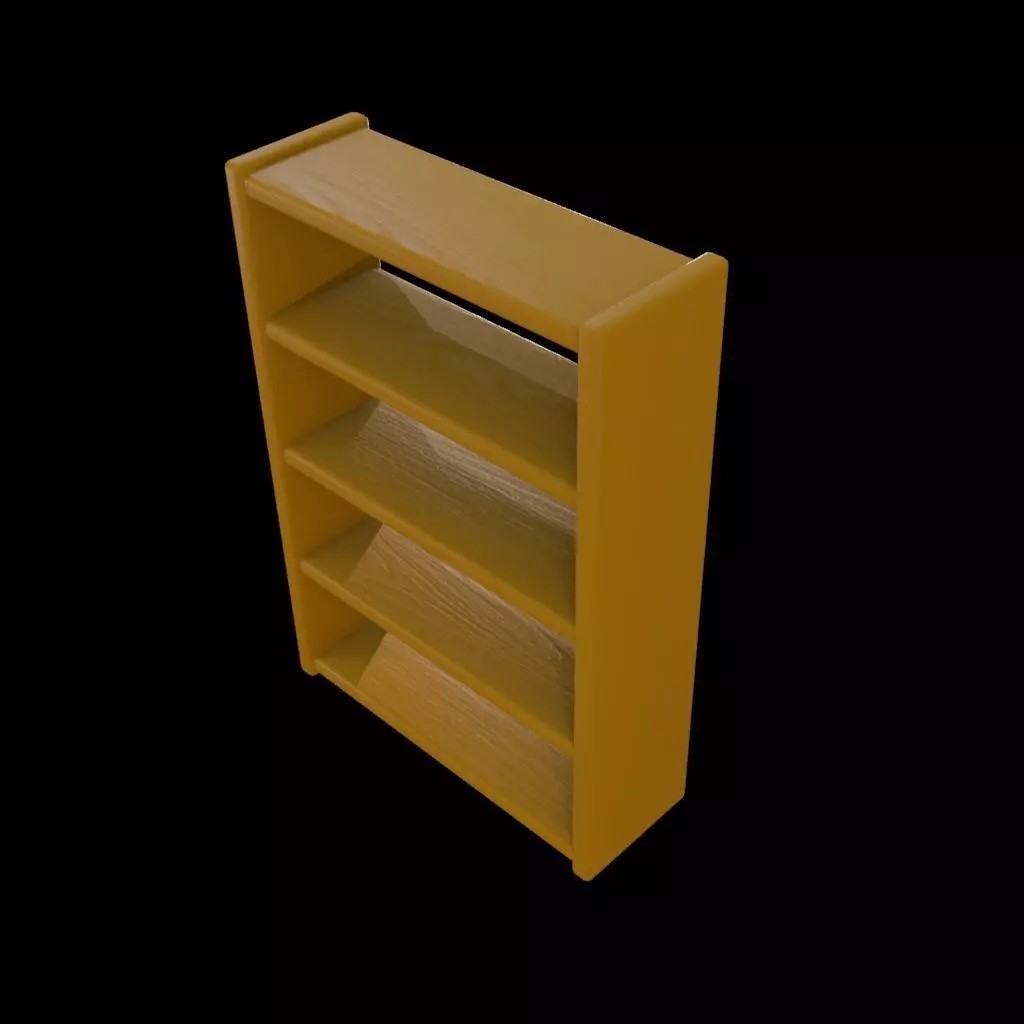 Wooden Open Shelf Cabinet 3D Model – Low Poly Furniture Asset, FBX - View 4