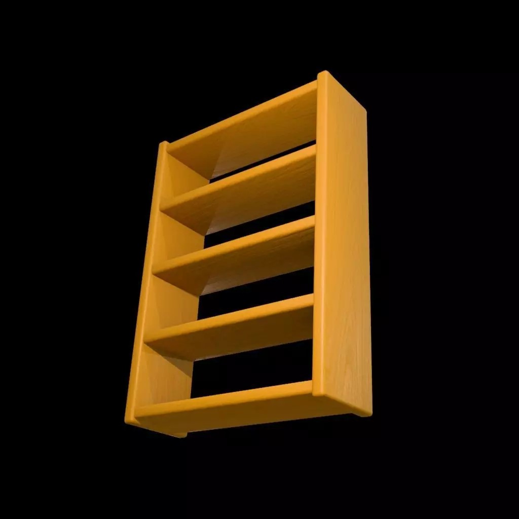Wooden Open Shelf Cabinet 3D Model – Low Poly Furniture Asset, FBX - View 5