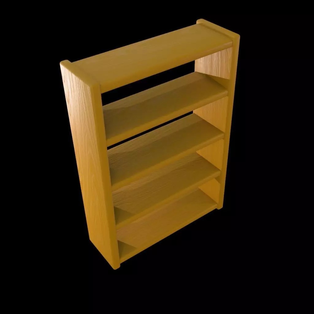 Wooden Open Shelf Cabinet 3D Model – Low Poly Furniture Asset, FBX - View 6