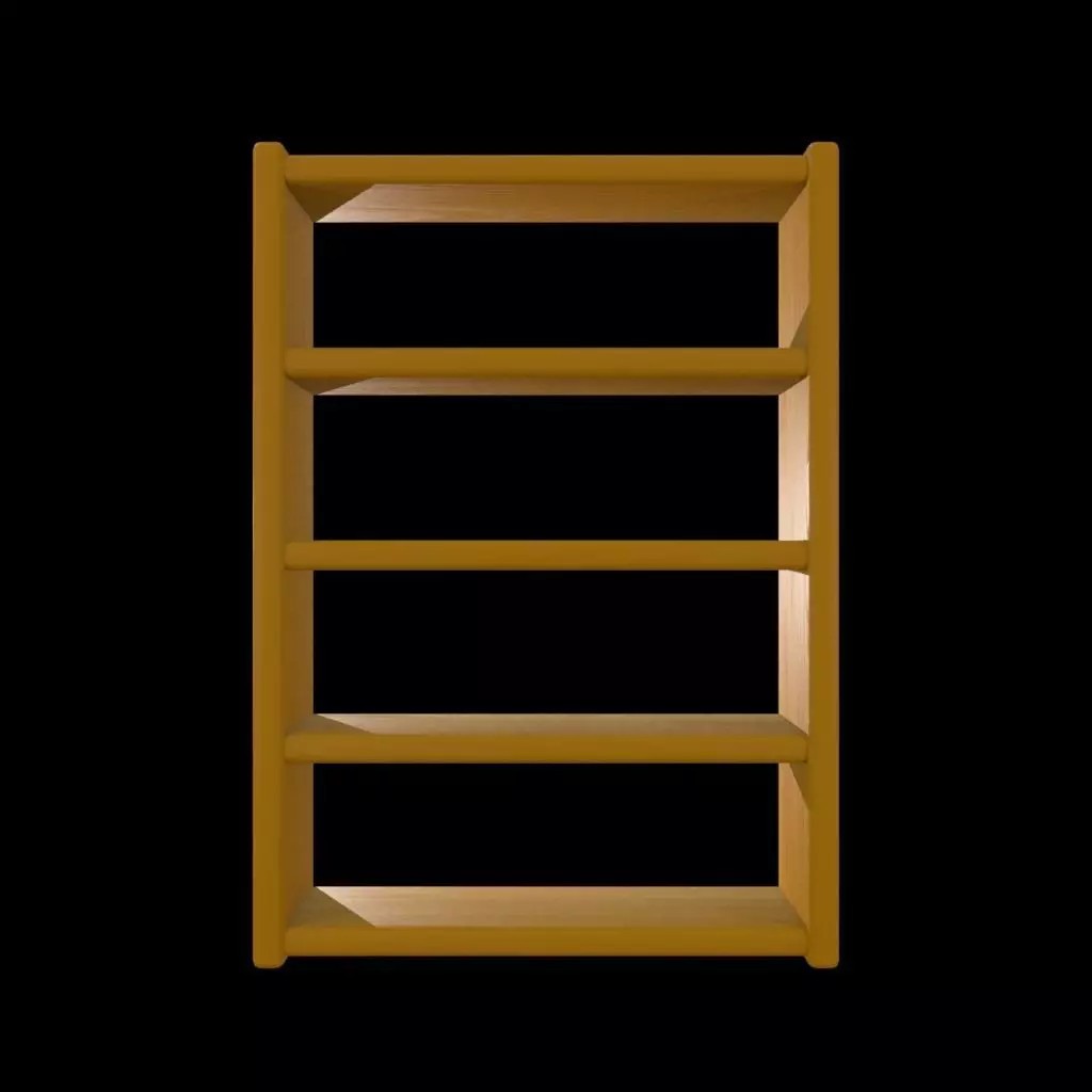 Wooden Open Shelf Cabinet 3D Model – Low Poly Furniture Asset, FBX - View 7