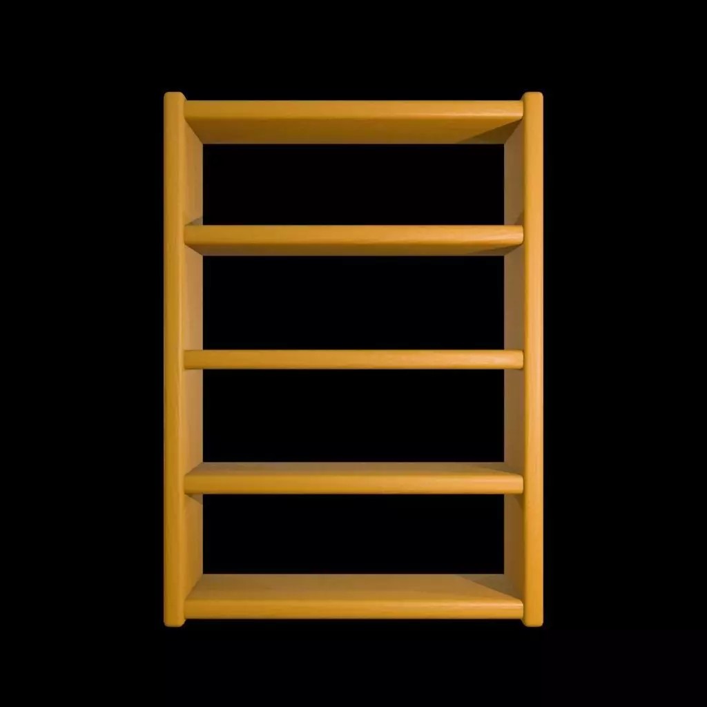 Wooden Open Shelf Cabinet 3D Model – Low Poly Furniture Asset, FBX - View 8
