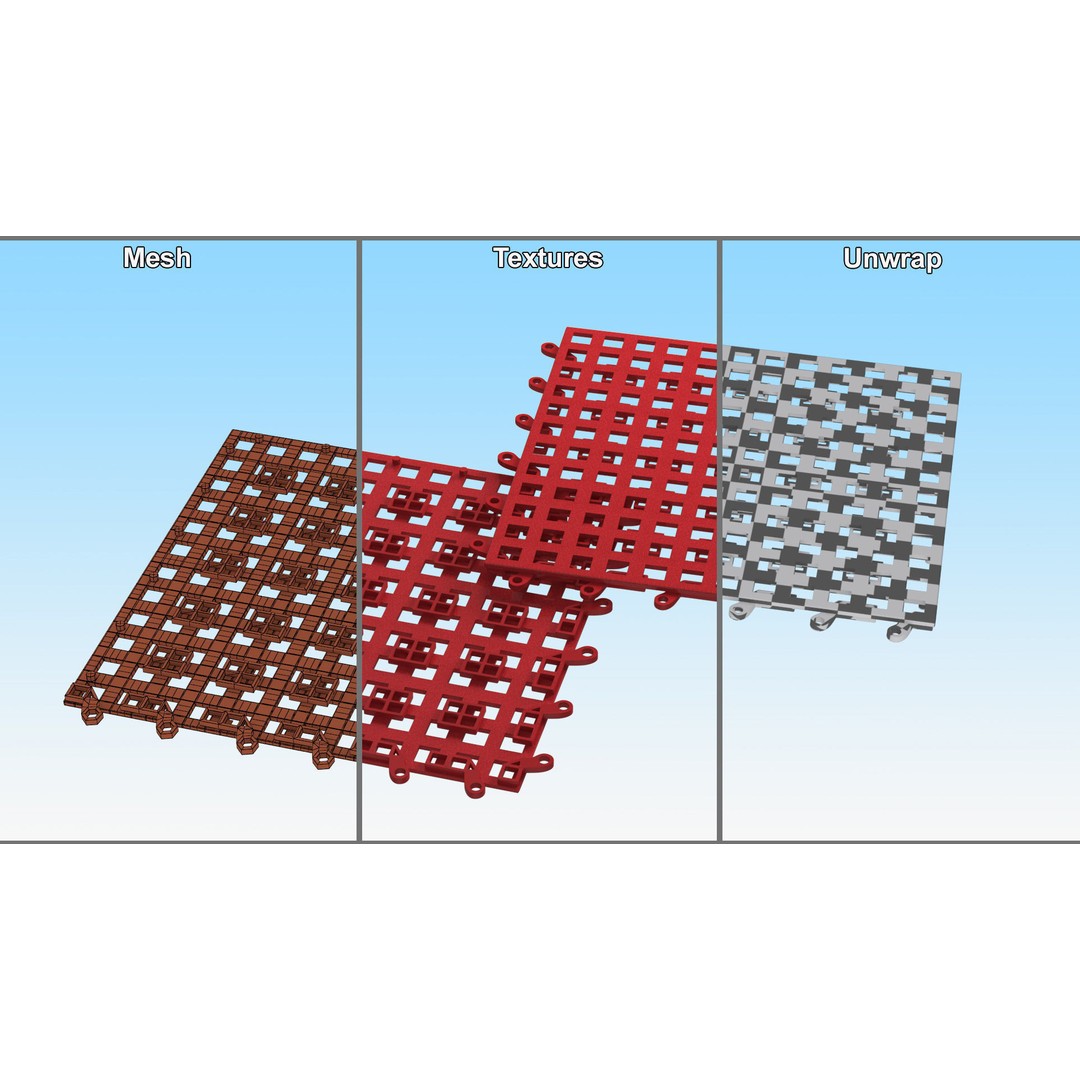 Plastic Floor Mat 3D Model – Durable Red Design for Home Use - View 13