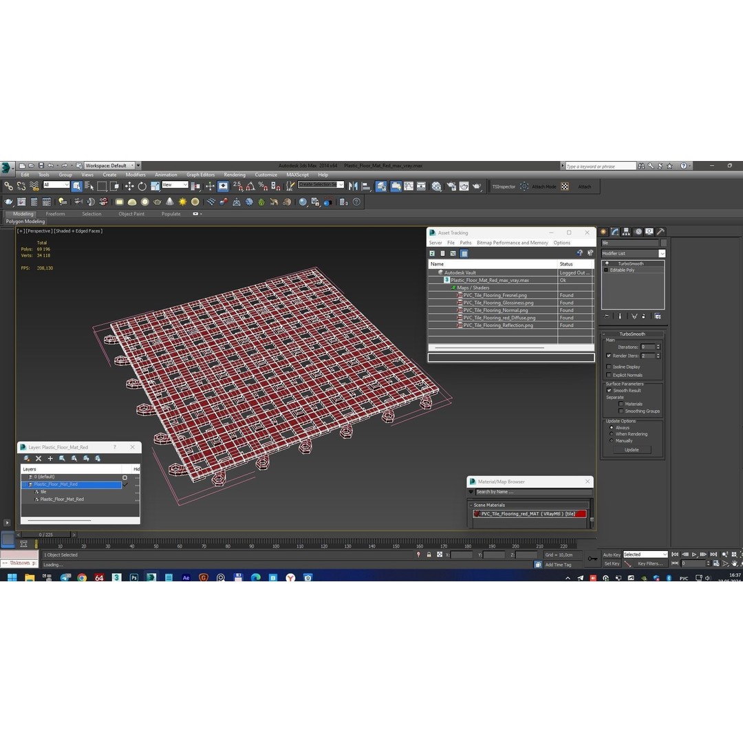 Plastic Floor Mat 3D Model – Durable Red Design for Home Use - View 18
