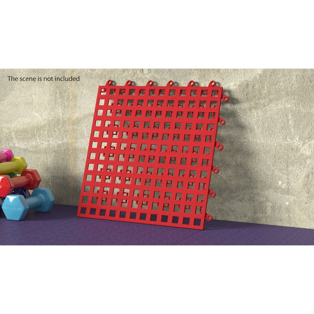 Plastic Floor Mat 3D Model – Durable Red Design for Home Use - View 2