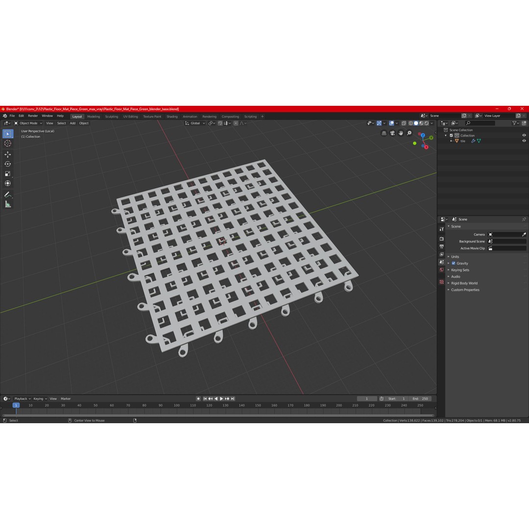 Plastic Floor Mat 3D Model – Durable Red Design for Home Use - View 21
