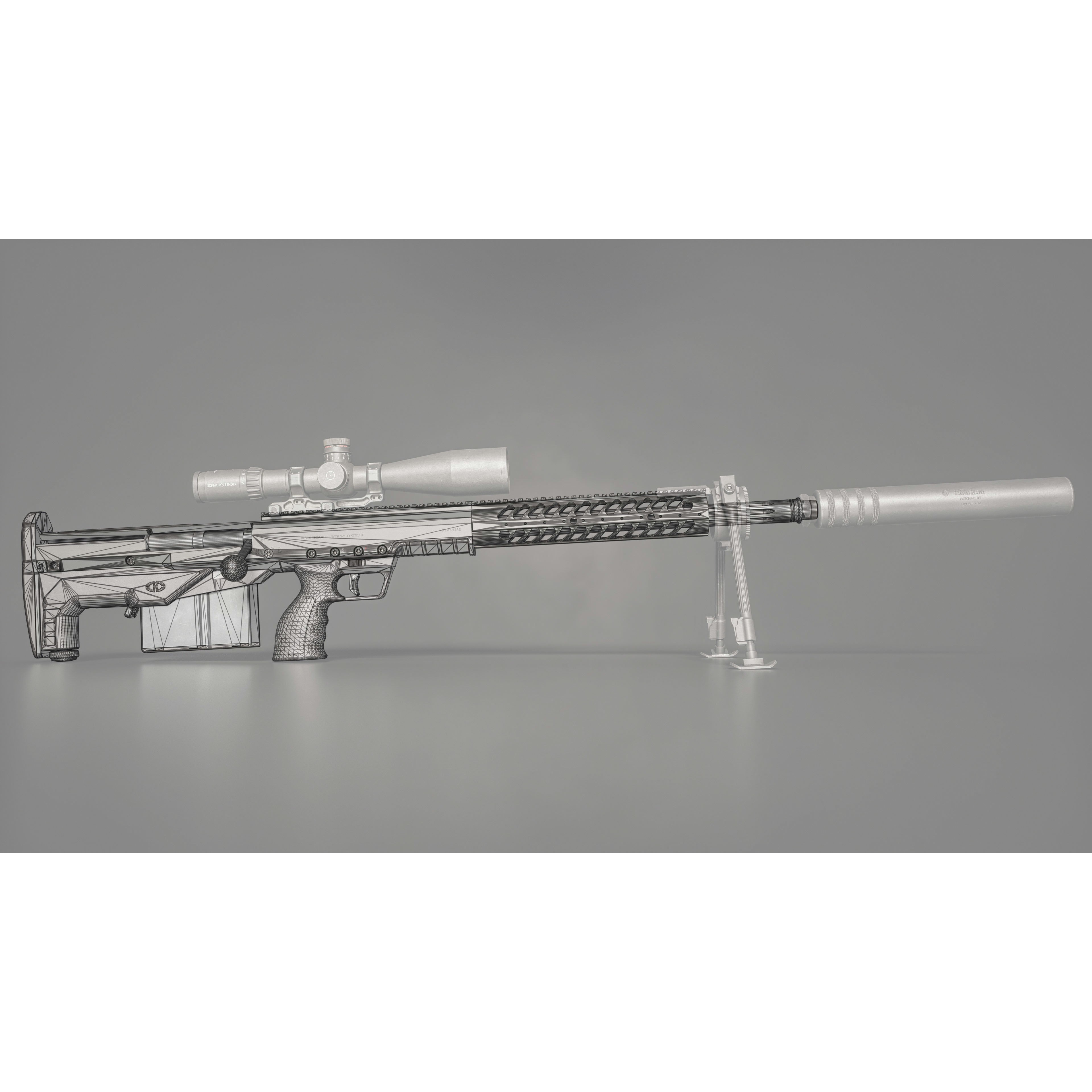 Desert Tech HTI Sniper Rifle - Low-Poly Game-Ready 3D Model - View 3