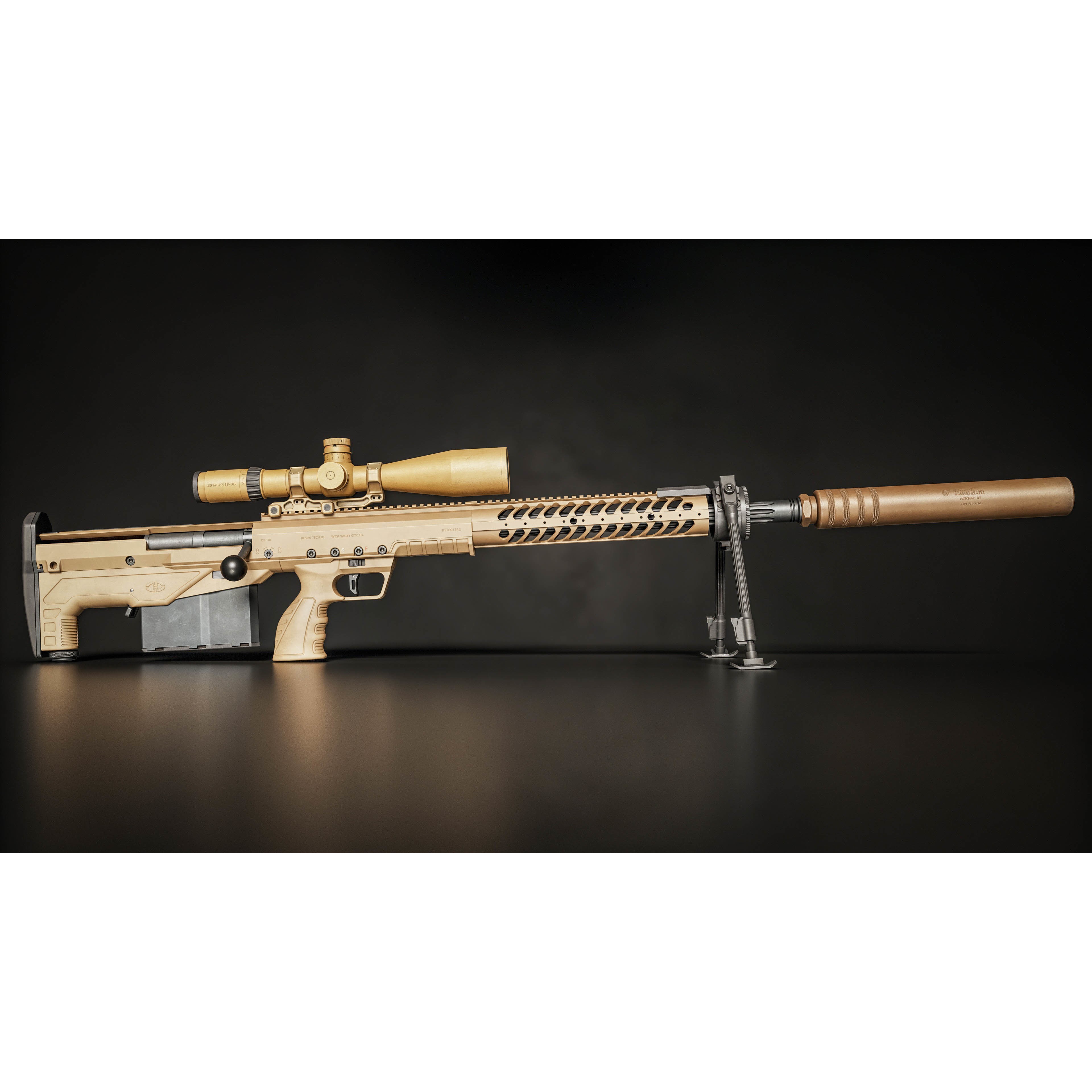 Desert Tech HTI Sniper Rifle - Low-Poly Game-Ready 3D Model - View 4