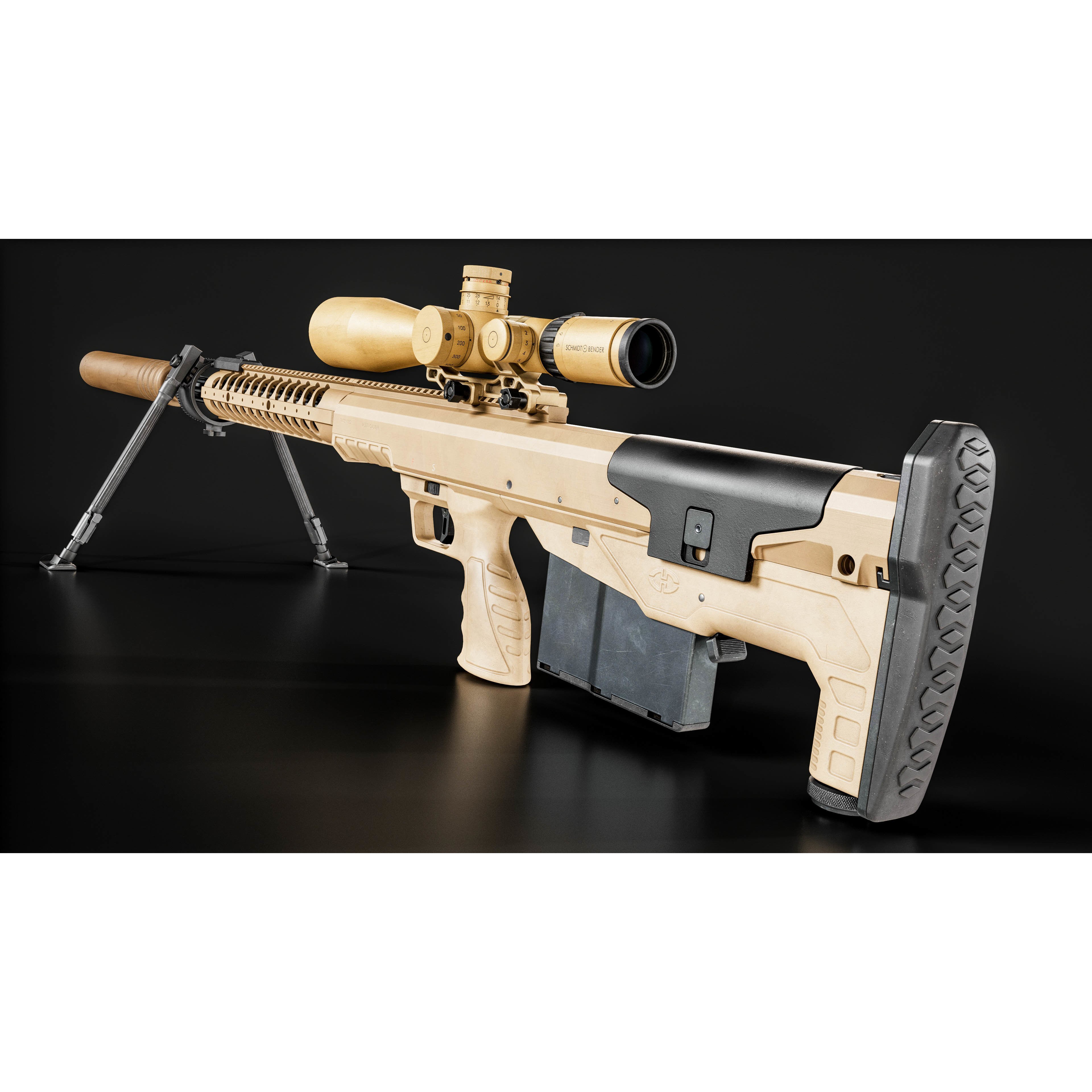 Desert Tech HTI Sniper Rifle - Low-Poly Game-Ready 3D Model - View 8