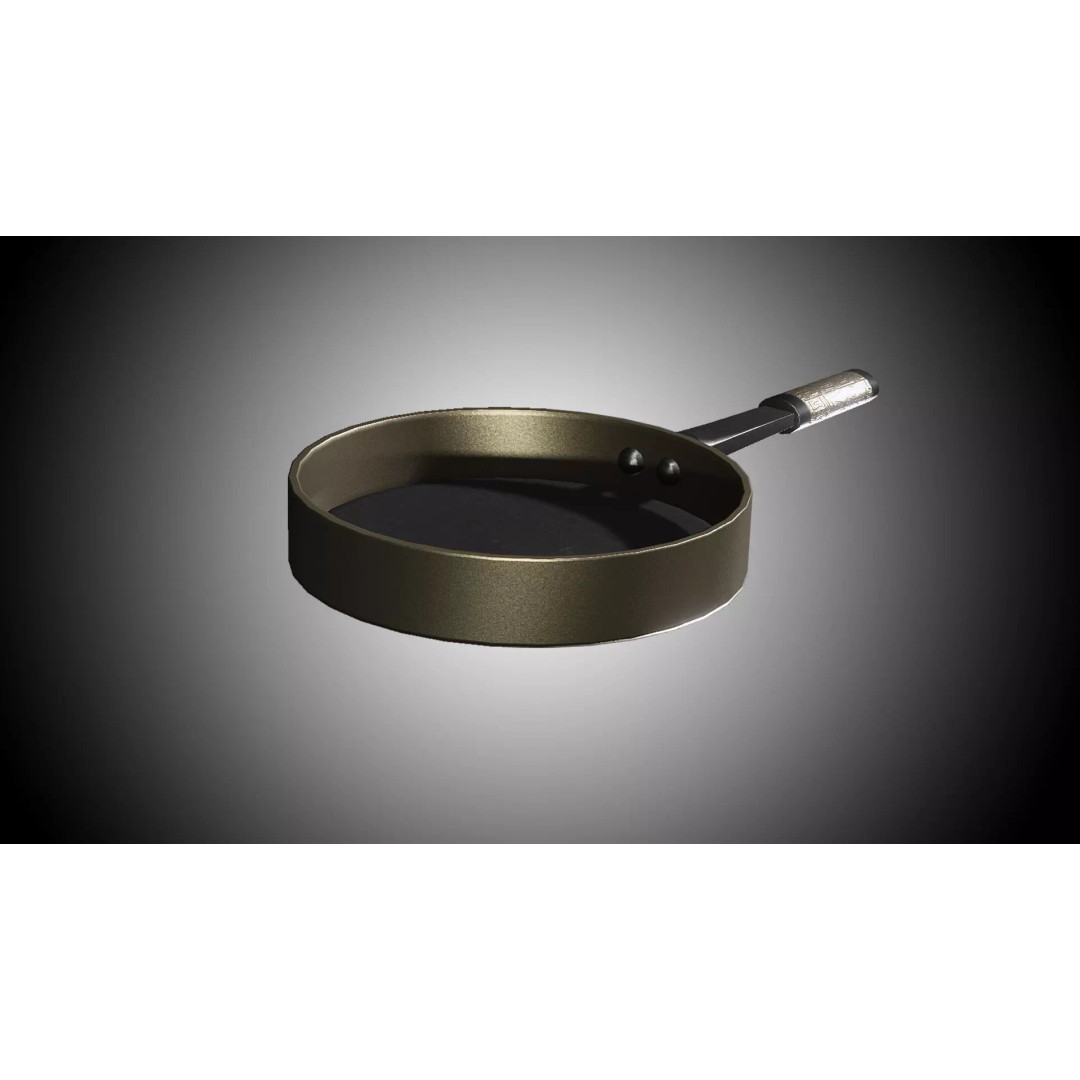 Frying Pan 3D Model – Low Poly Kitchenware, PBR Textures, FBX - View 3