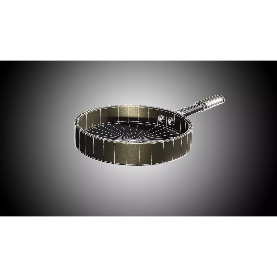 Frying Pan 3D Model – Low Poly Kitchenware, PBR Textures, FBX - View 4
