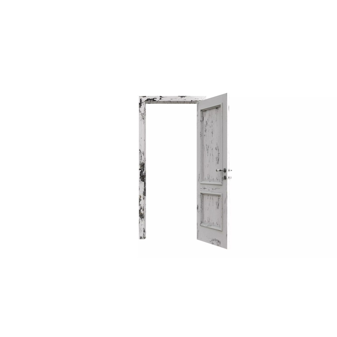 Loft Door 3D Model – Architectural Wood Door, FBX & OBJ Formats - View 11