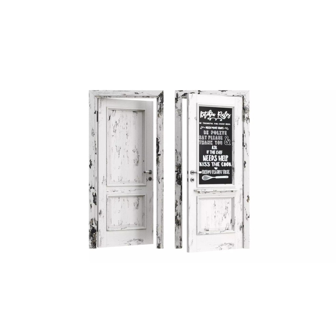 Loft Door 3D Model – Architectural Wood Door, FBX & OBJ Formats - View 3