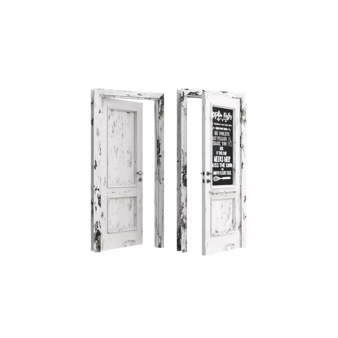 Loft Door 3D Model – Architectural Wood Door, FBX & OBJ Formats - View 4