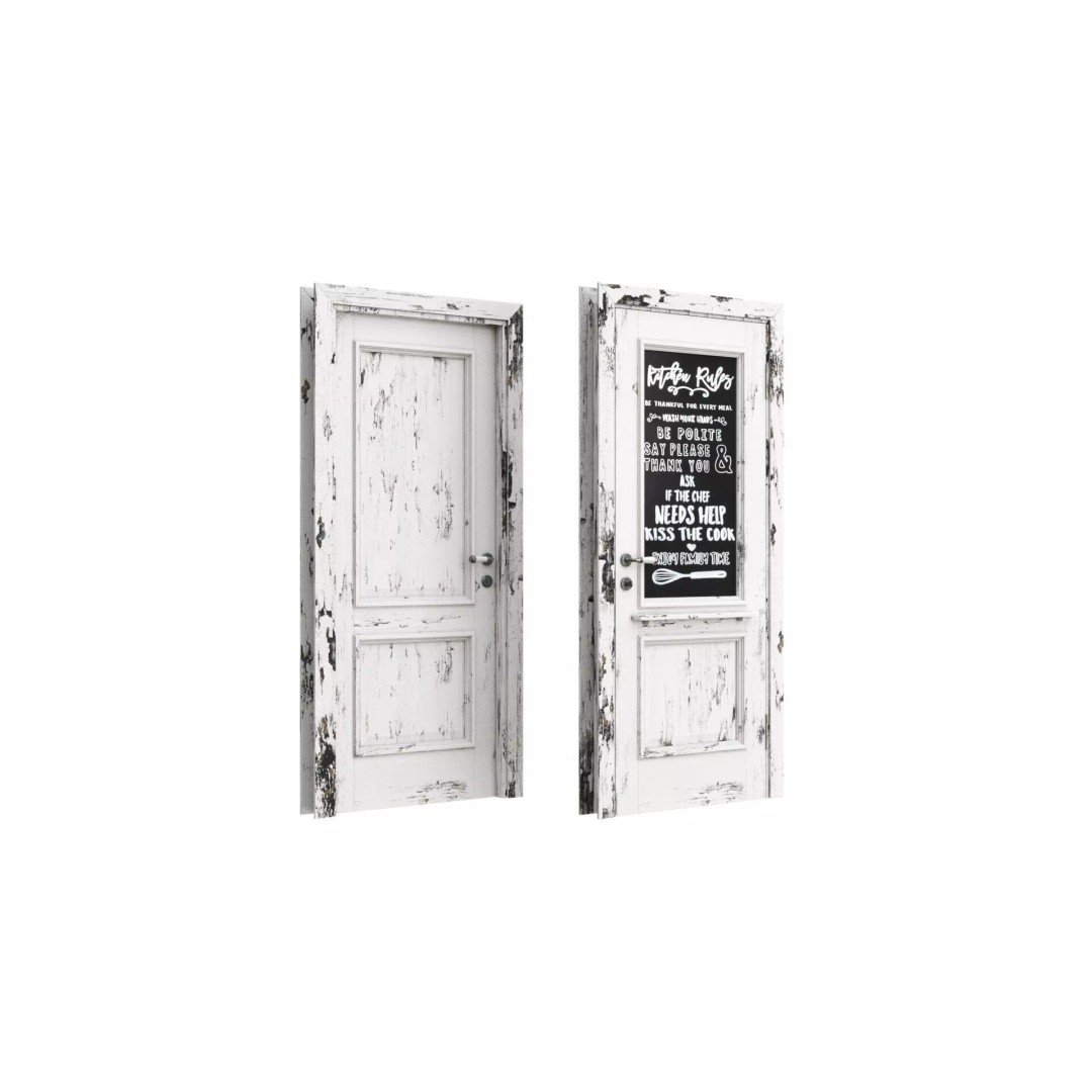 Loft Door 3D Model – Architectural Wood Door, FBX & OBJ Formats - View 5