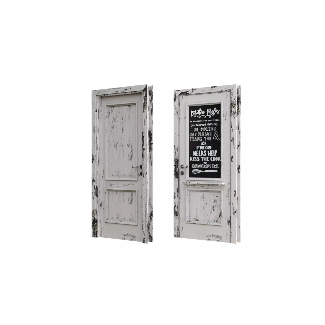 Loft Door 3D Model – Architectural Wood Door, FBX & OBJ Formats - View 6
