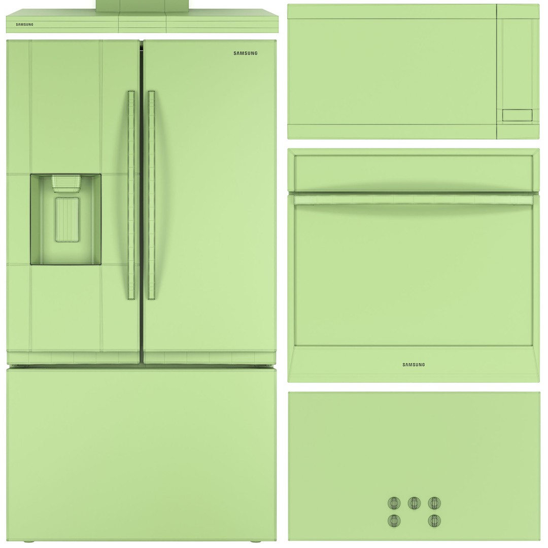 SAMSUNG Kitchen Appliance 3D Model – High Poly PBR Asset, FBX, OBJ