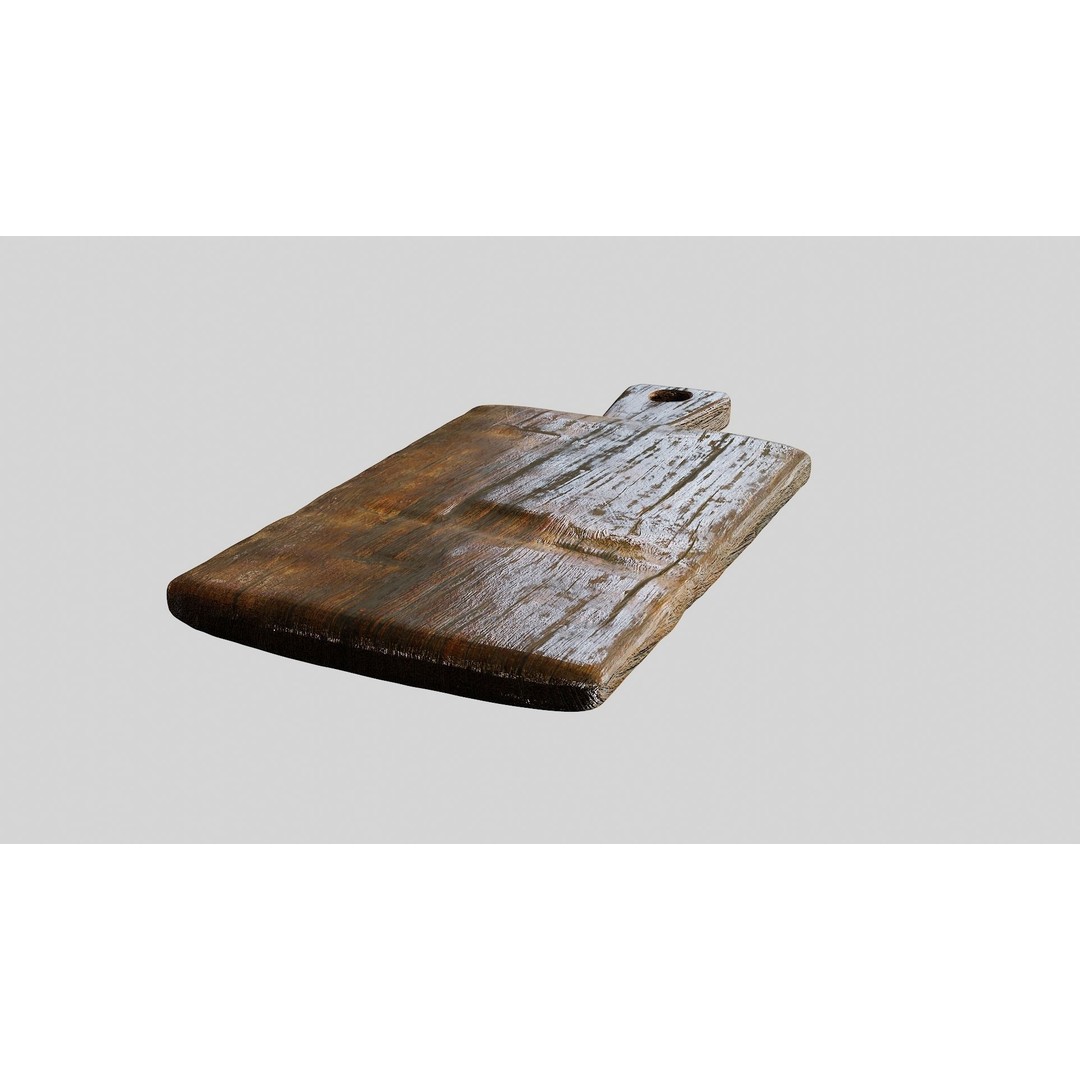 Rustic Wooden Chopping Board 3D Model – PBR Textured Kitchen Asset, FBX - View 3