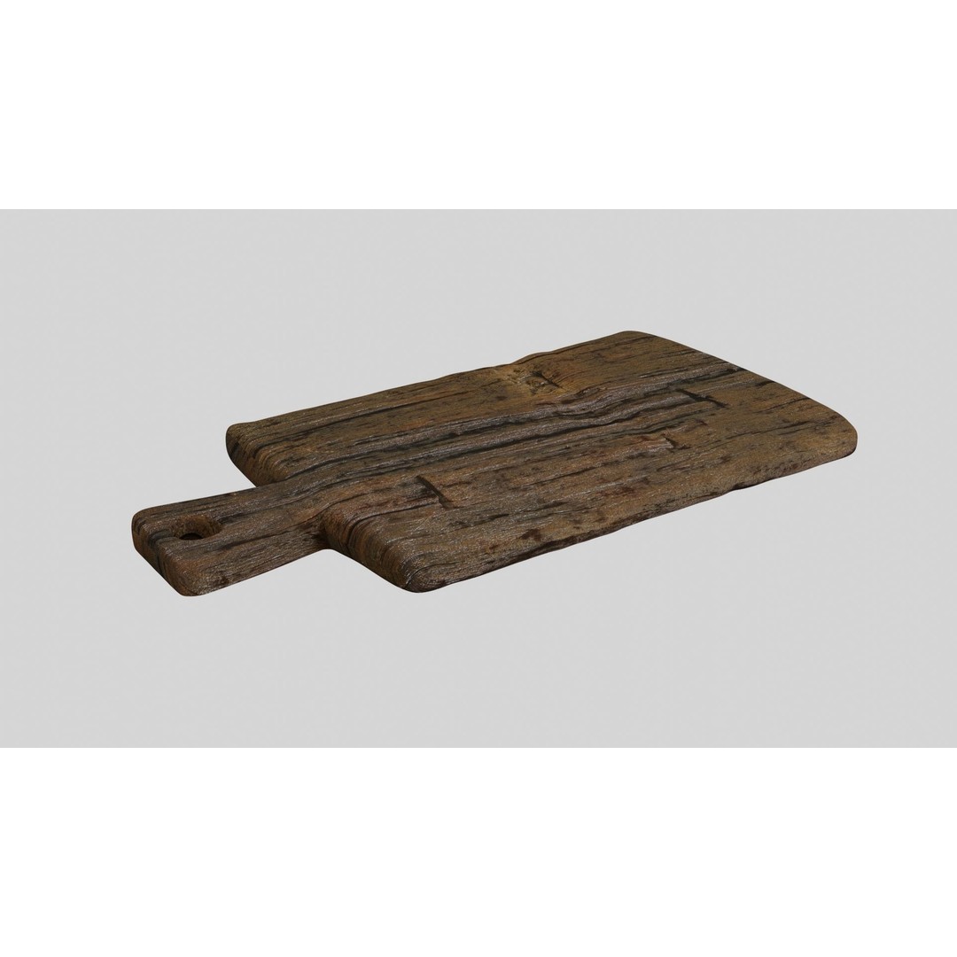 Rustic Wooden Chopping Board 3D Model – PBR Textured Kitchen Asset, FBX - View 4