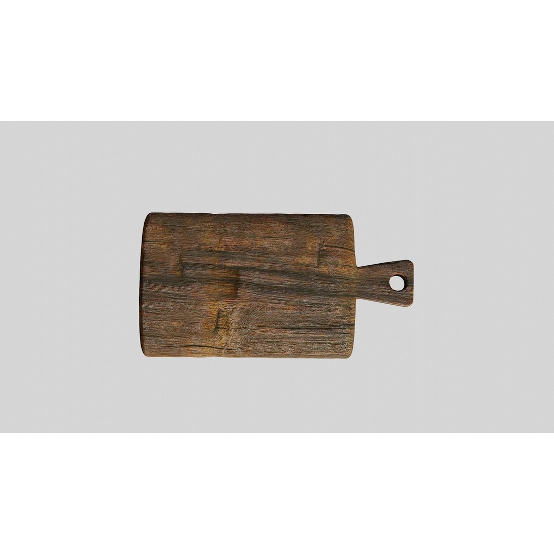 Rustic Wooden Chopping Board 3D Model – PBR Textured Kitchen Asset, FBX - View 5