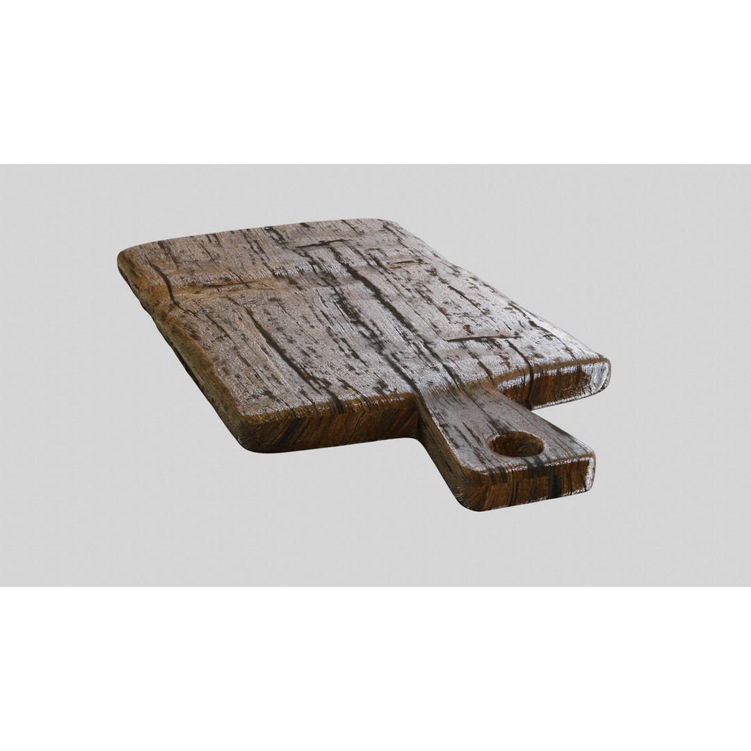 Rustic Wooden Chopping Board 3D Model – PBR Textured Kitchen Asset, FBX - View 6