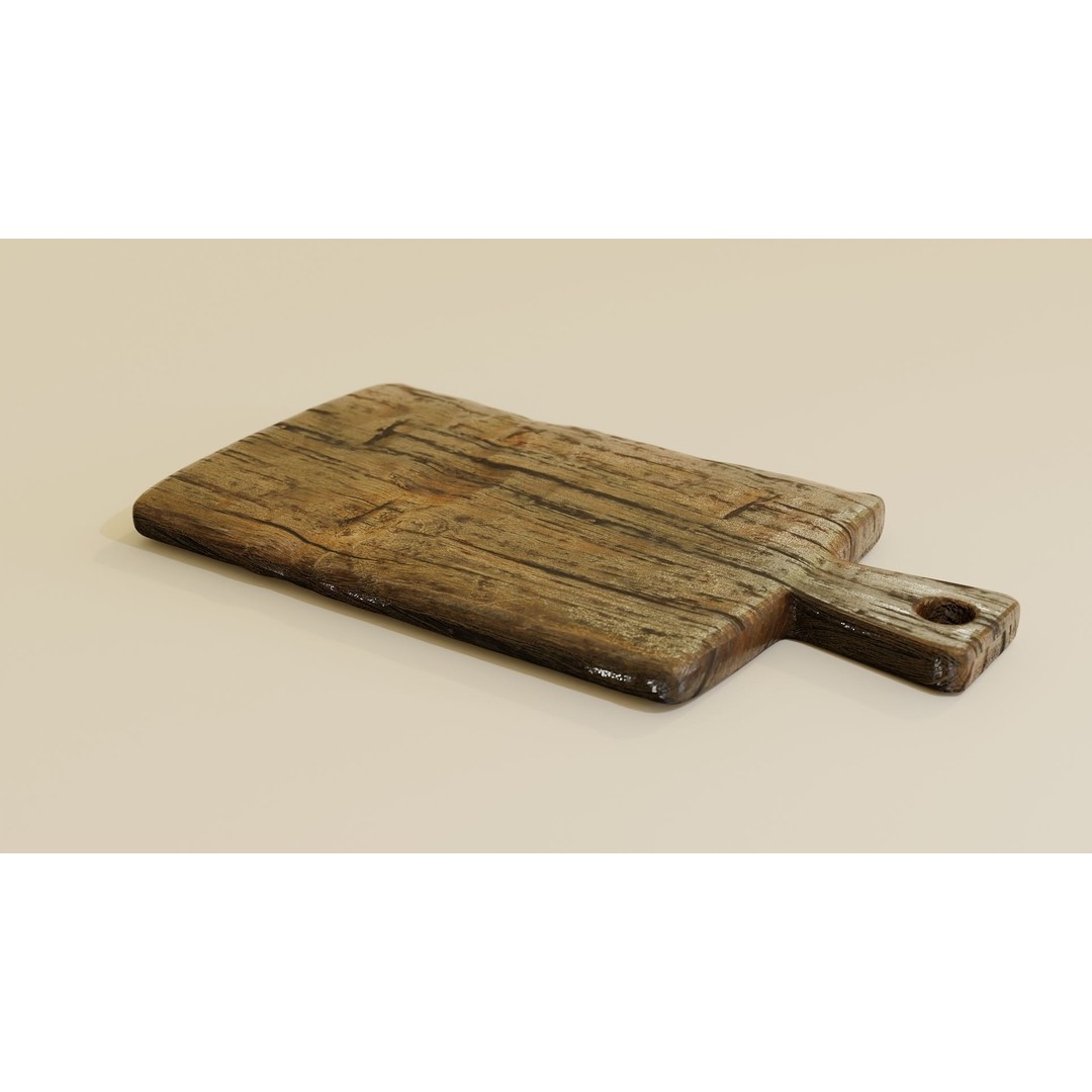 Rustic Wooden Chopping Board 3D Model – PBR Textured Kitchen Asset, FBX - View 7