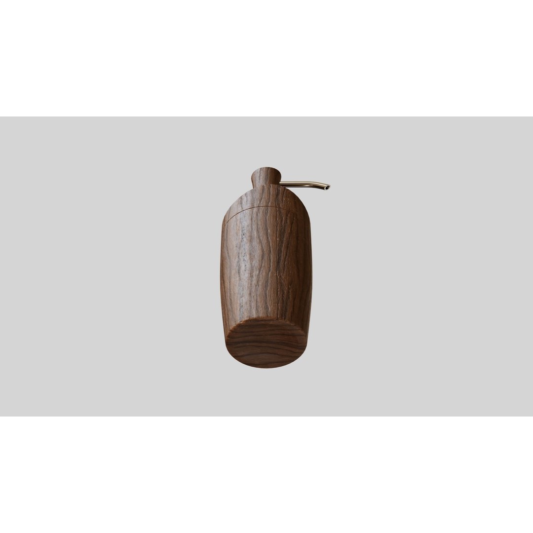 Wooden Liquid Soap Dispenser 3D Model – Low Poly PBR Bathroom Accessory, FBX - View 14