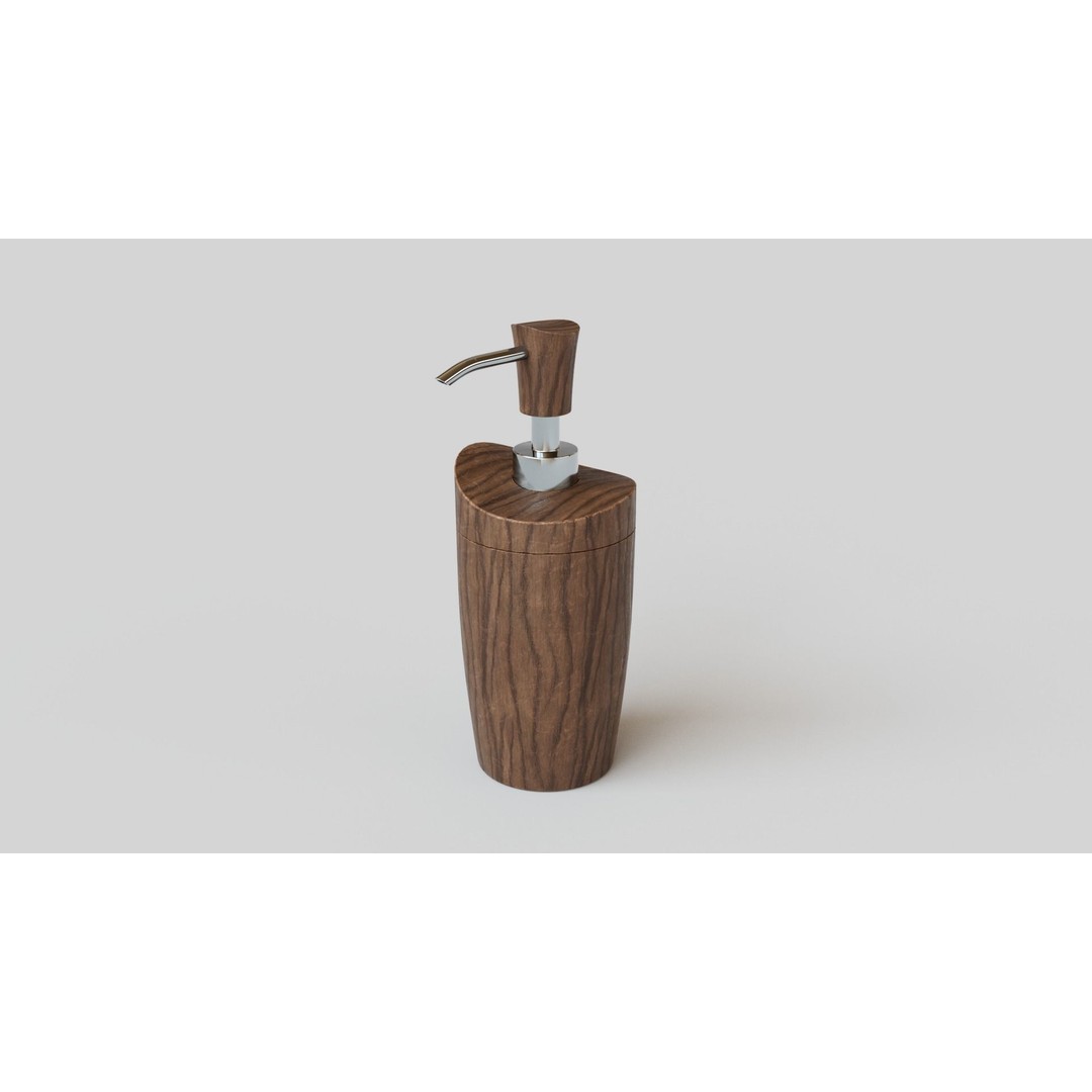 Wooden Liquid Soap Dispenser 3D Model – Low Poly PBR Bathroom Accessory, FBX - View 3