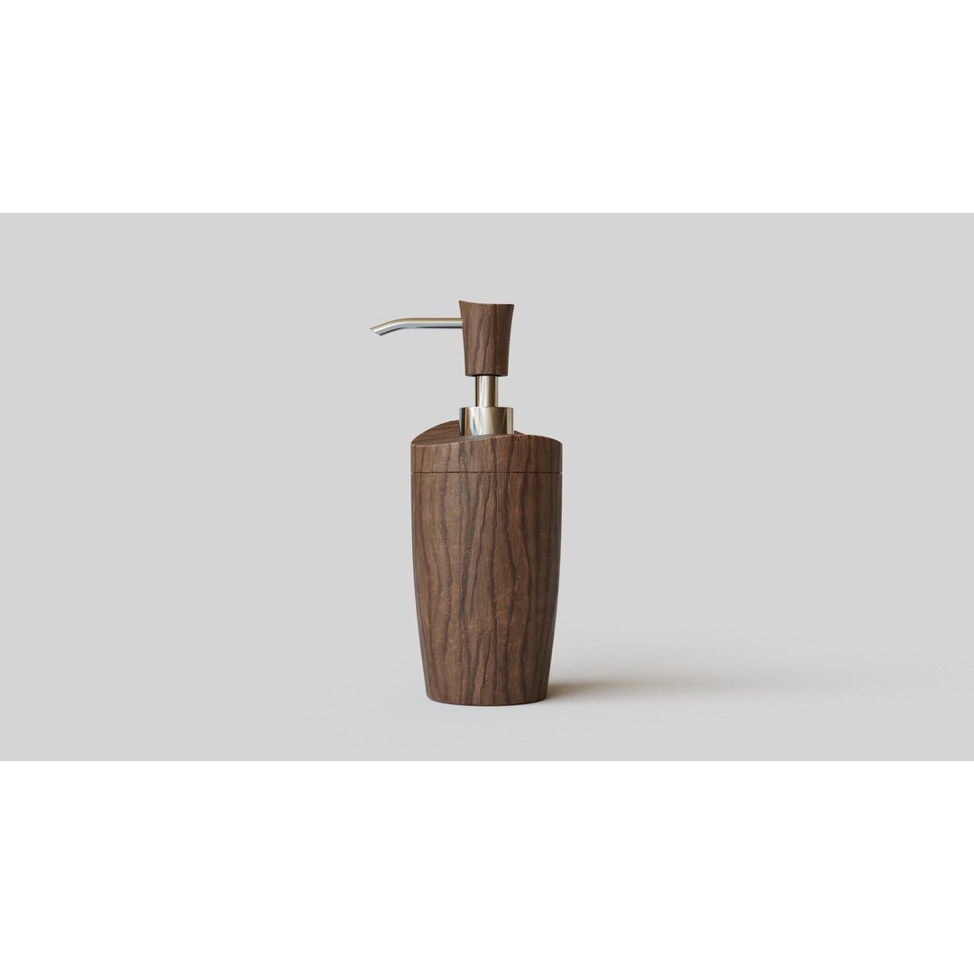 Wooden Liquid Soap Dispenser 3D Model – Low Poly PBR Bathroom Accessory, FBX - View 6