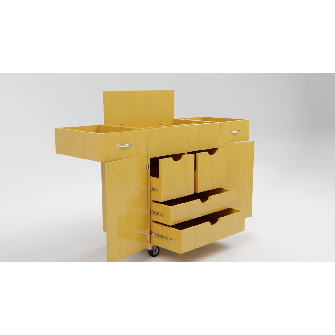 Drawer Storage Cabinet 3D Model – Detailed Rigged Asset, FBX, OBJ - View 10