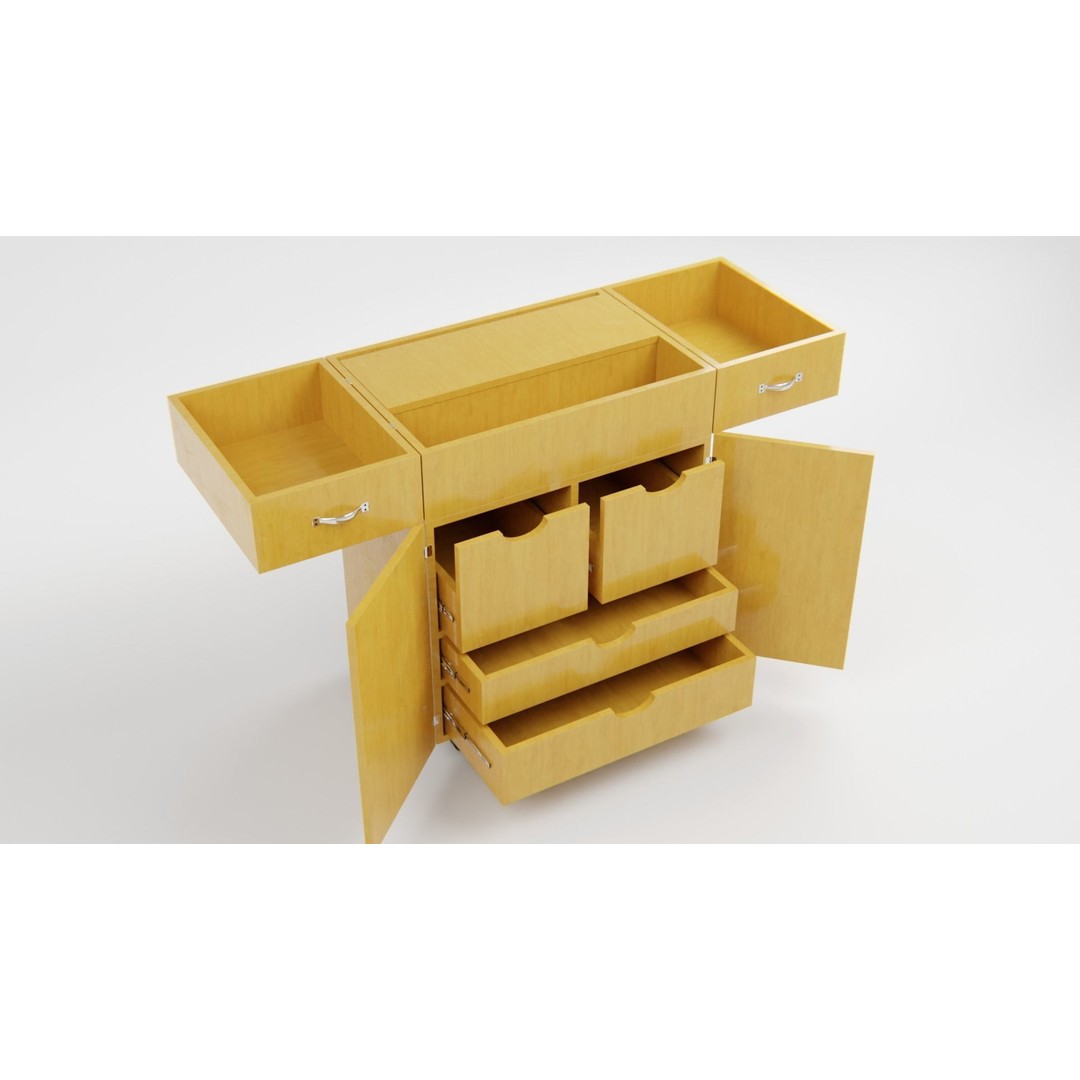 Drawer Storage Cabinet 3D Model – Detailed Rigged Asset, FBX, OBJ - View 11