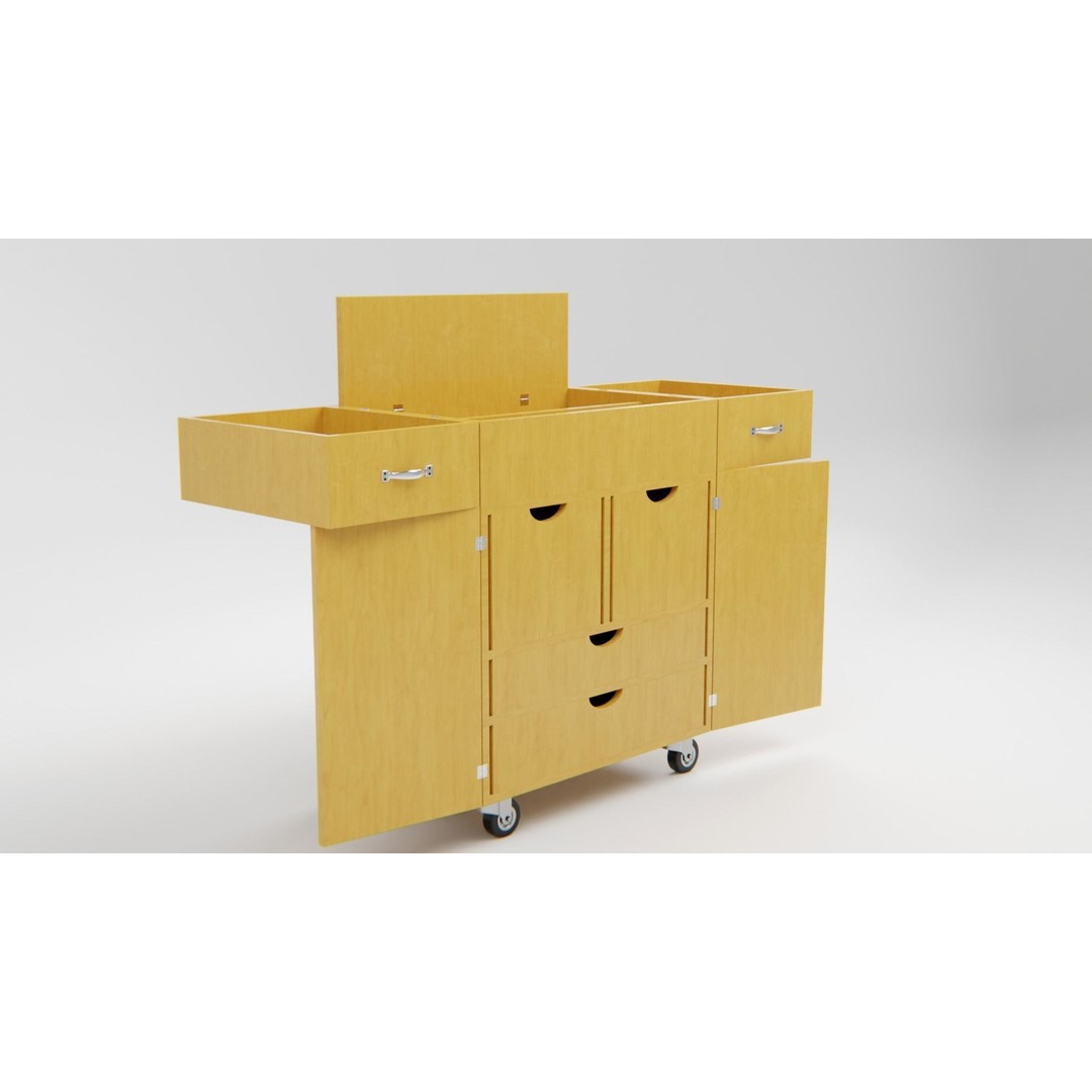 Drawer Storage Cabinet 3D Model – Detailed Rigged Asset, FBX, OBJ - View 9
