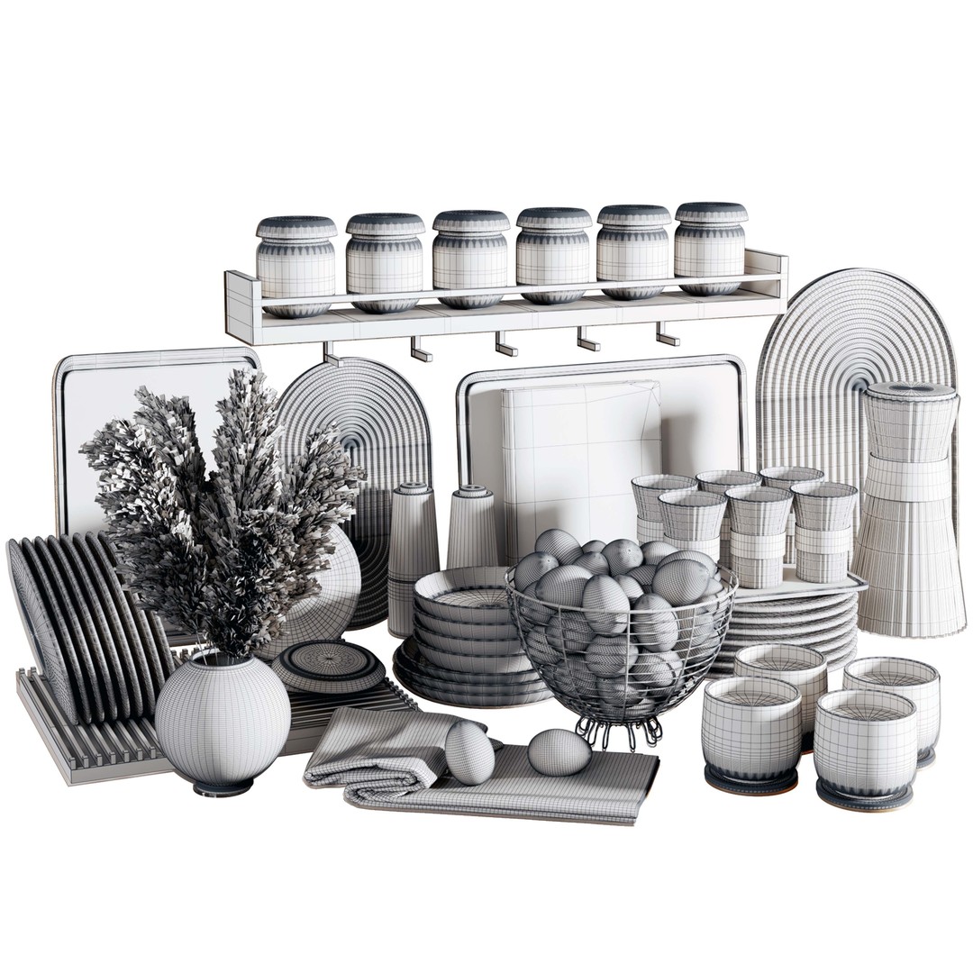 Kitchen Accessories 3D Model – Elegant Design, OBJ Format
