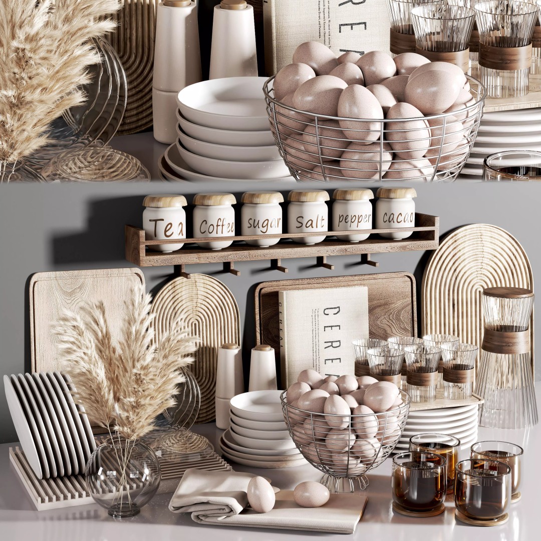 Kitchen Accessories 3D Model – Elegant Design, OBJ Format - View 2