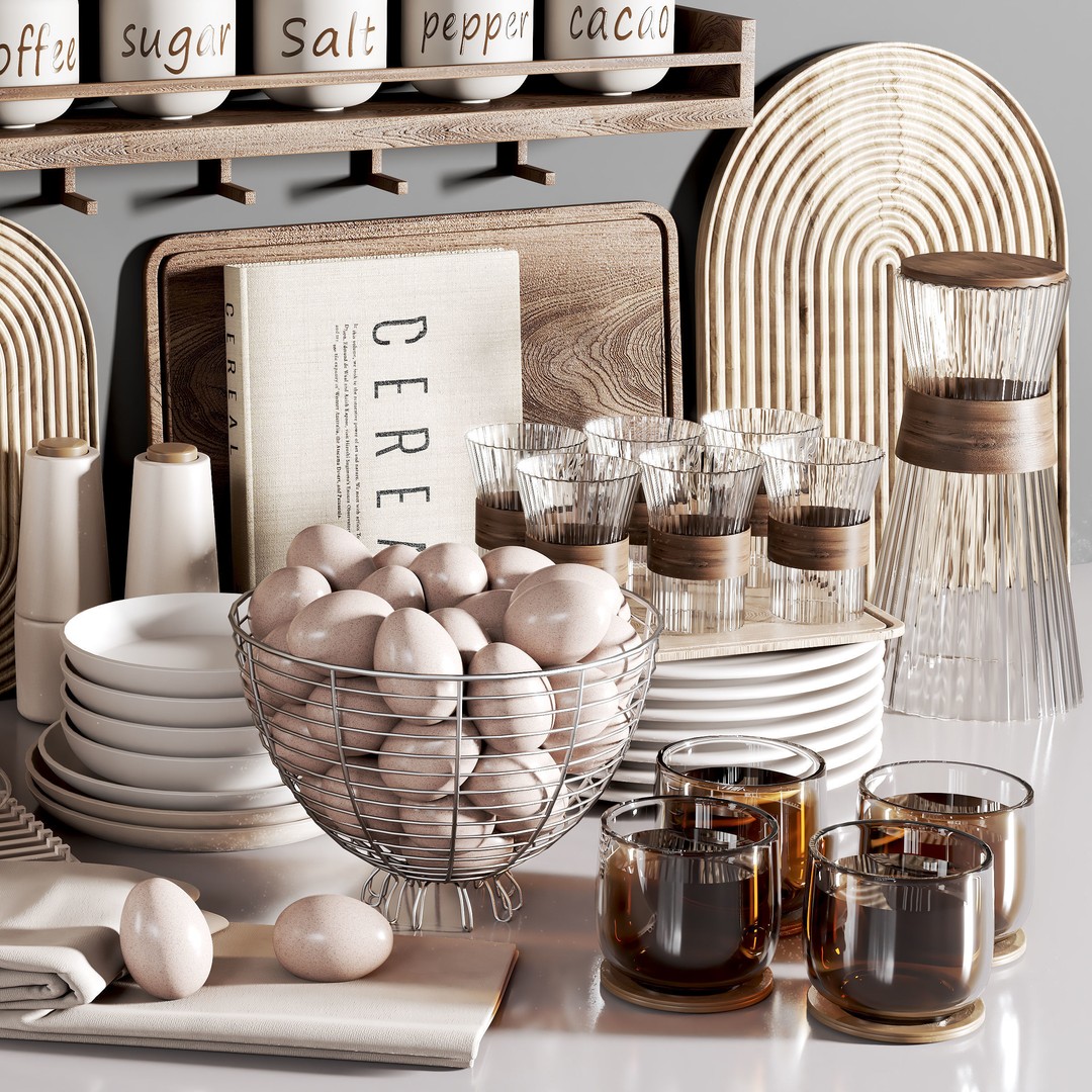 Kitchen Accessories 3D Model – Elegant Design, OBJ Format - View 3