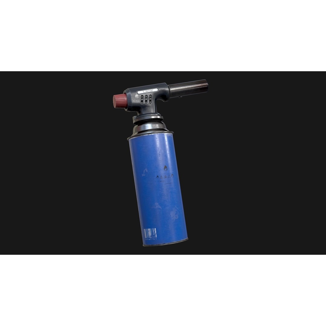 Propane Butane Blowtorch 3D Model – Low Poly Game Ready Asset, FBX, OBJ - View 3