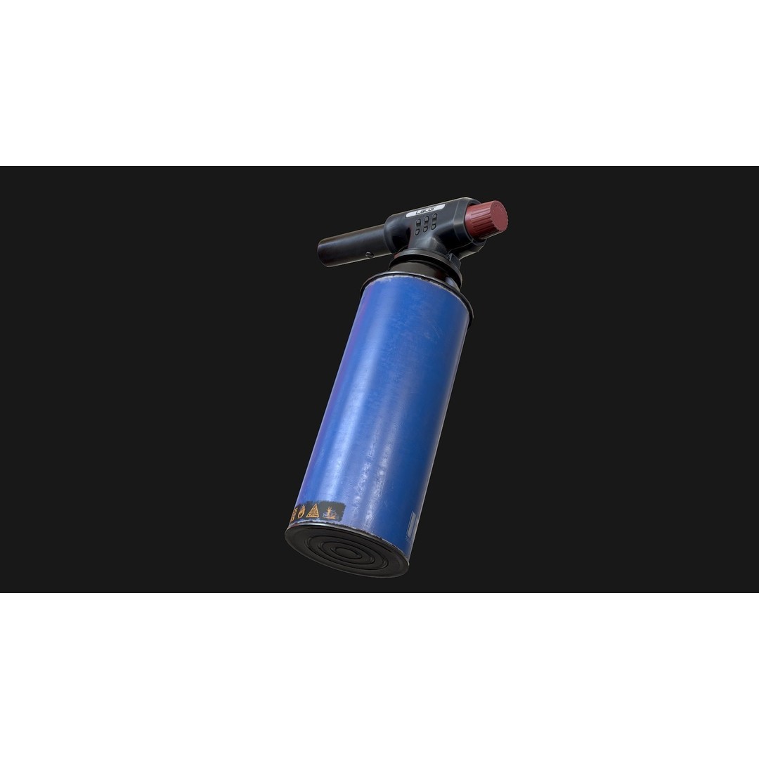 Propane Butane Blowtorch 3D Model – Low Poly Game Ready Asset, FBX, OBJ - View 6
