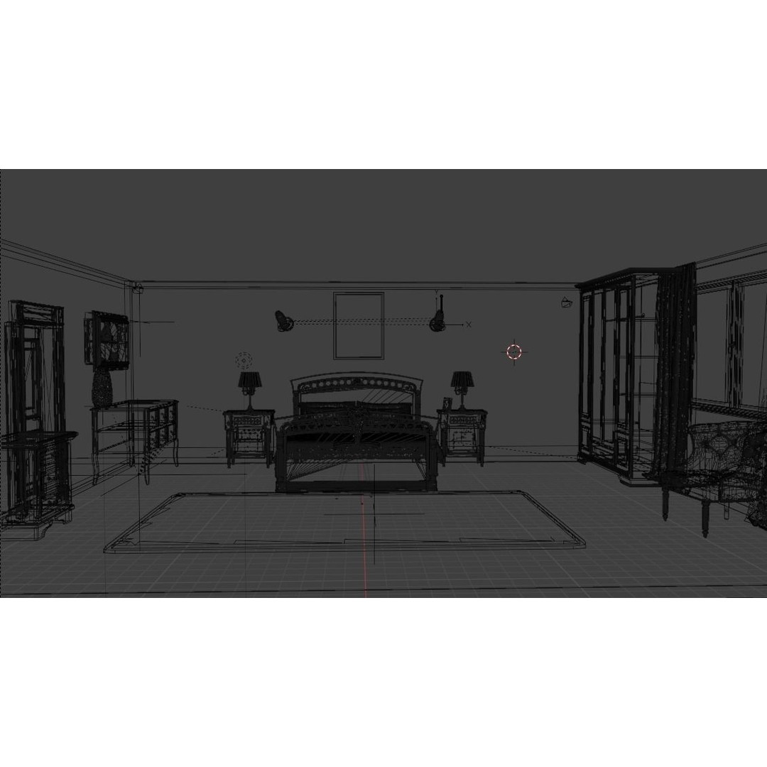 Realistic Bedroom 3D Model – Modern Interior Design with Textures