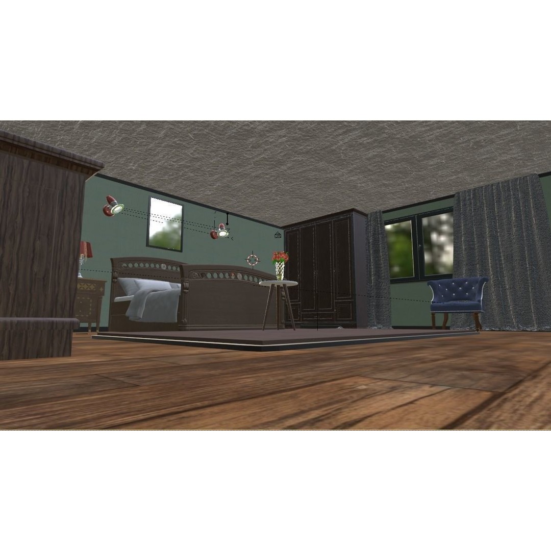 Realistic Bedroom 3D Model – Modern Interior Design with Textures - View 11