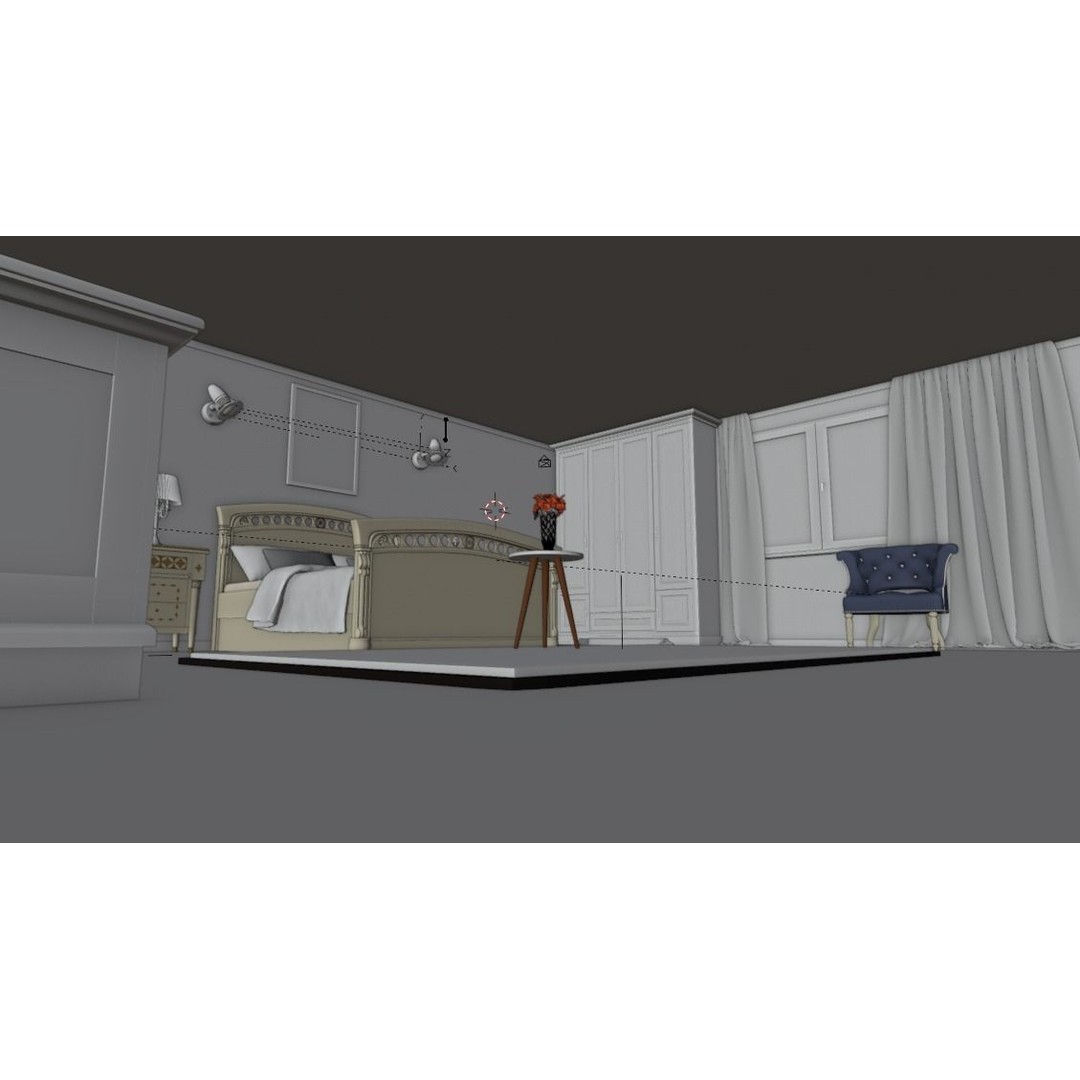 Realistic Bedroom 3D Model – Modern Interior Design with Textures - View 12