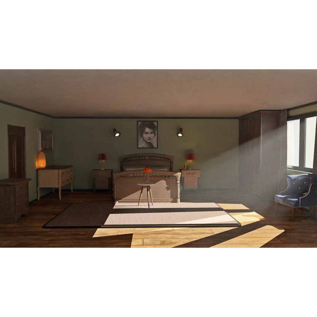 Realistic Bedroom 3D Model – Modern Interior Design with Textures - View 2