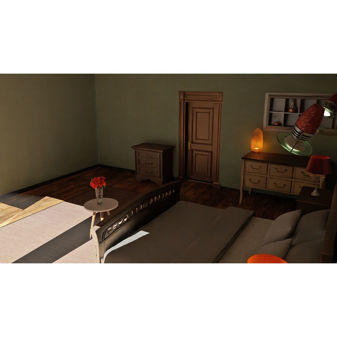 Realistic Bedroom 3D Model – Modern Interior Design with Textures - View 5